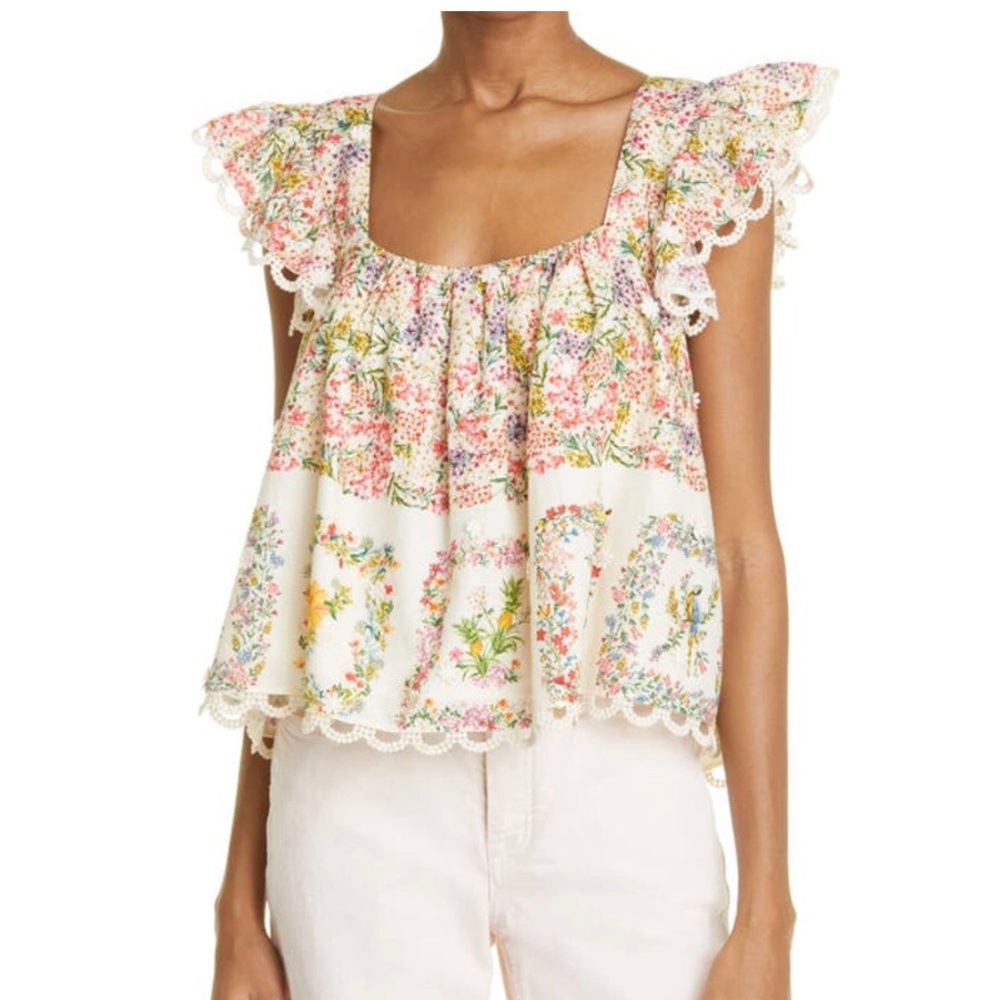 Farm Rio Delicate Forest Scarves Blouse